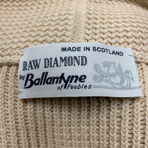 BALLANTYNE Size M Beige Knit Cotton V-Neck Cardigan