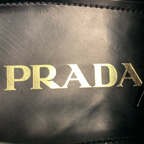 PRADA Size 8 Black Leather Lace Up Shoes