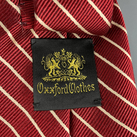 OXXFORD CLOTHES Cravate en soie à rayures diagonales rouge et blanc