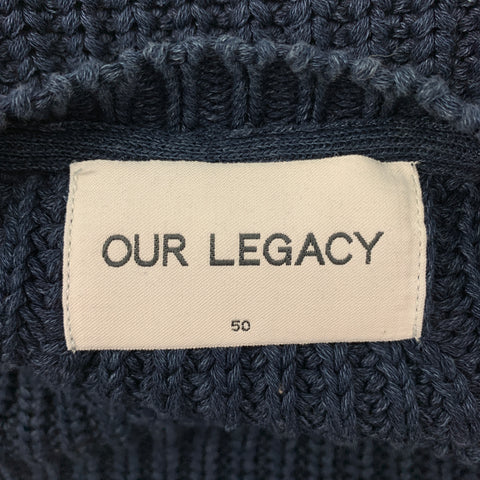 OUR LEGACY Size M Navy Knitted Cotton Crew-Neck Sweater