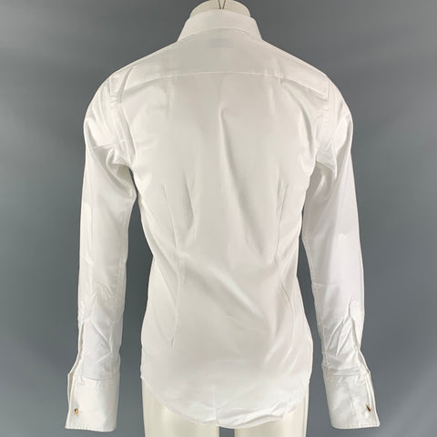 ETON Size S White Solid Cotton French Cuff  Long Sleeve Shirt