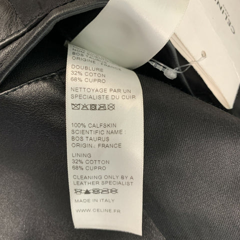 CELINE Size 8 Black Calf Motorcycle Jacket