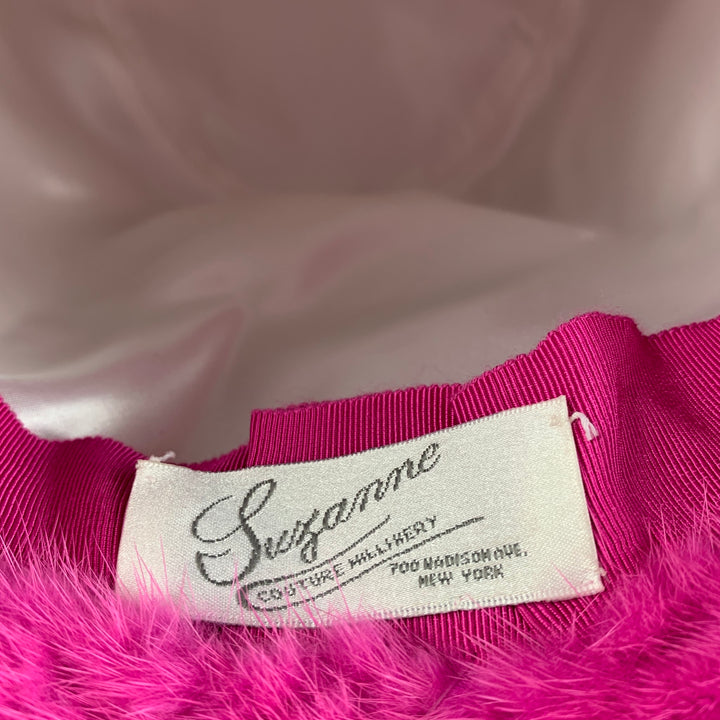 SUZANNE Pink Textured Mink Fur Couture Millinery Hat
