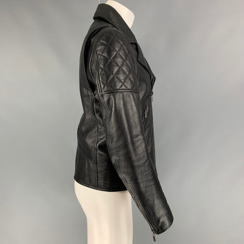 DROME FW 15 Size M Black Quilted Leather Biker Jacket