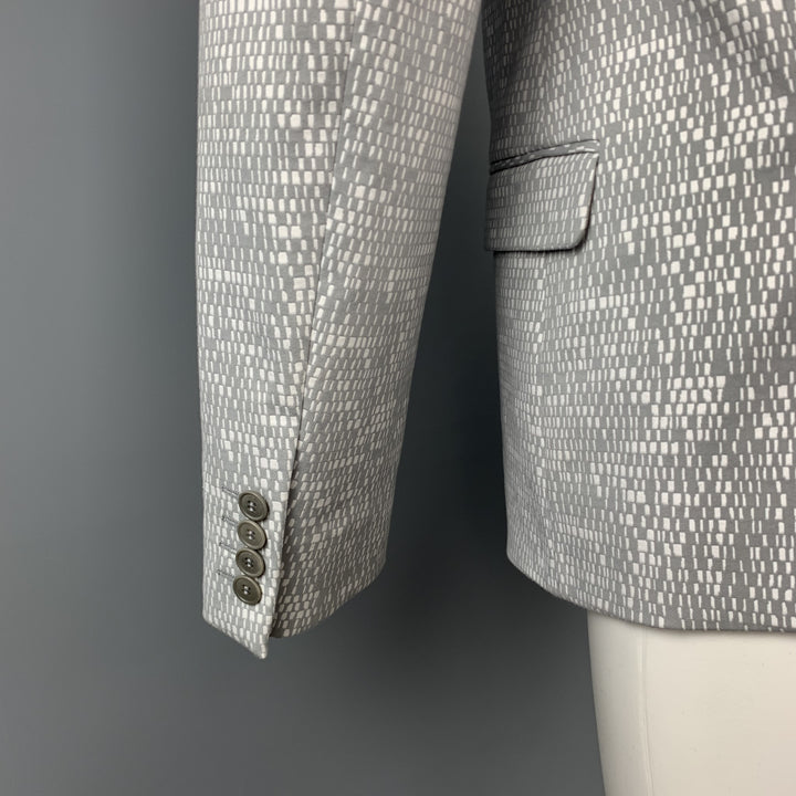 CALVIN KLEIN COLLECTION Size 36 Grey & White Woven Notch Lapel Sport Coat