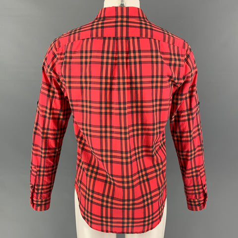 MARC JACOBS Size M Red Black Plaid Cotton Blend Button Up Long Sleeve Shirt
