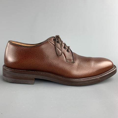 BRANDT Size 8.5 Brown Pebble Grain Leather Lace Up Shoes