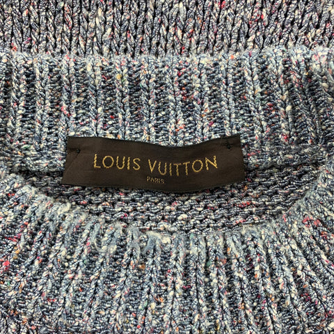LOUIS VUITTON Size S Light Gray Melange Cotton / Polyamide Raglan Sweater