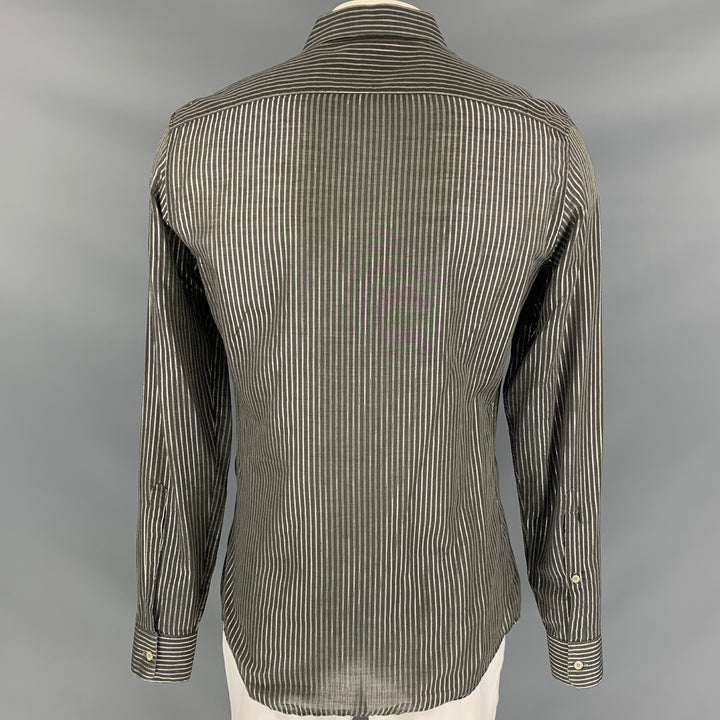 BURBERRY PRORSUM Size XL Gray & Silver Stripe Long Sleeve Shirt