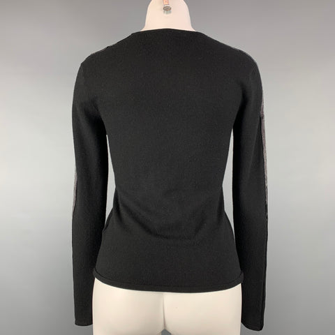 RALPH LAUREN Black Label Taille S Pull à paillettes en cachemire tricoté noir