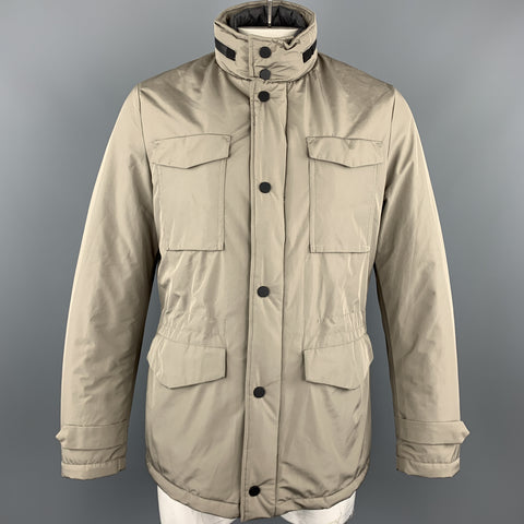 EREDI PISANO M Khaki Beige Padded Patch Pocket Winter Jacket