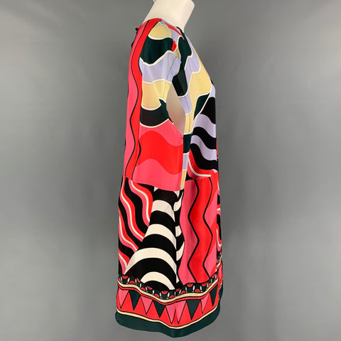 M de MISSONI Talla 6 Vestido sin mangas abstracto de seda multicolor rojo