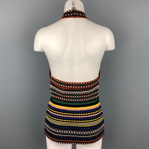 MISSONI Taille 4 Haut de robe dos nu en Lurex à rayures multicolores