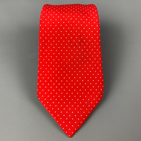 BONWIT TELLER Red White Polka Dot Silk Tie