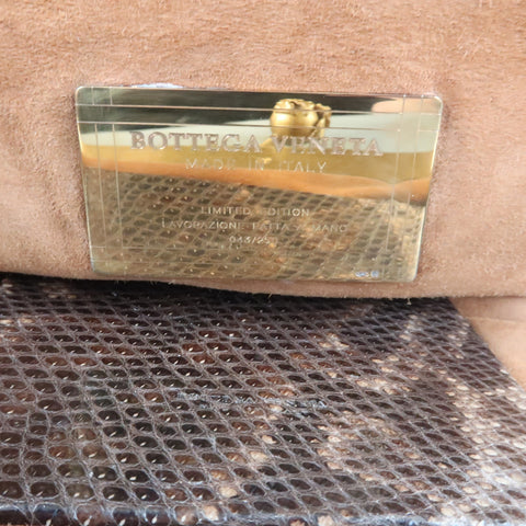 BOTTEGA VENETA Lavorazione Fatta a Aano Taupe Intrecciato Lizard Leather Handbag