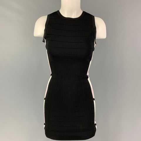 KAREN MILLEN Size XS Black Grey Viscose Blend Two Tone Bandage Dress