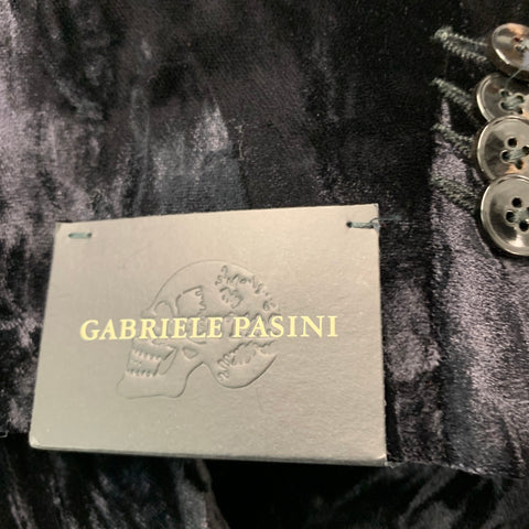 GABRIELE PASINI Size 42 Black Velvet Acetate Rayon Notch Lapel Suit