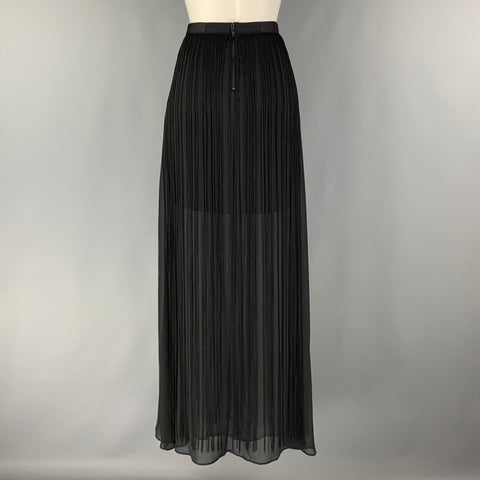 ALICE + OLIVIA Size 8 Black Polyester Fringe Maxi Skirt