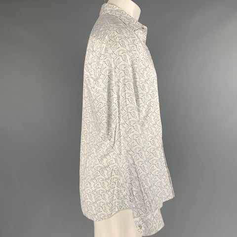 TED BAKER Size M White Blue Birds Cotton Elastane Long Sleeve Shirt