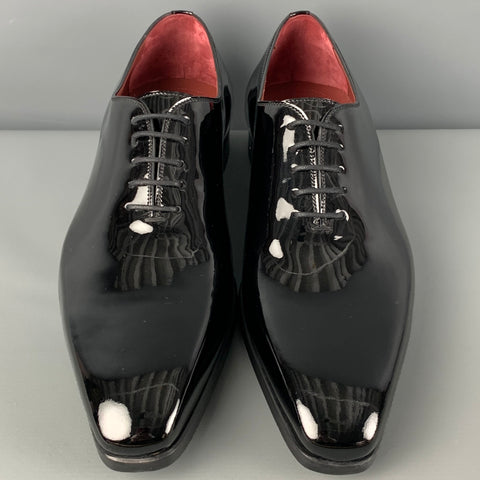 MAGNANNI Size 10 Black Patent Leather Lace Up Shoes