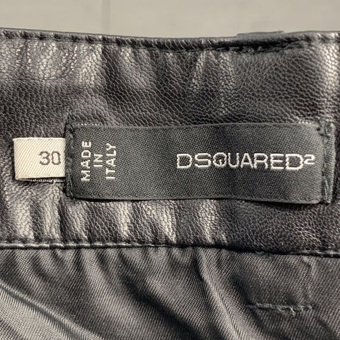 DSQUARED2 Size 30 Black Pleather Biker Casual Pants