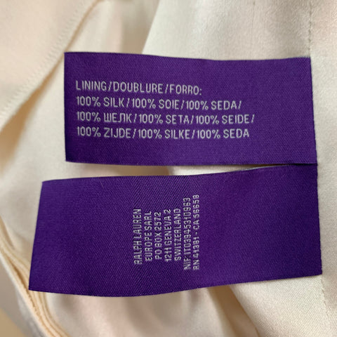 RALPH LAUREN COLLECTION Size 8 Cream Silk Wide Leg Dress Pants