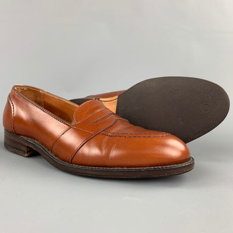 ALDEN Size 7 Burnished Tan Full Strap Leather Slip On 685 Penny Loafers
