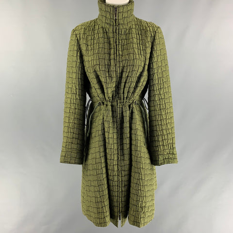 GIORGIO ARMANI Talla 8 Abrigo con cordón de dos tonos en mezcla de poliéster verde