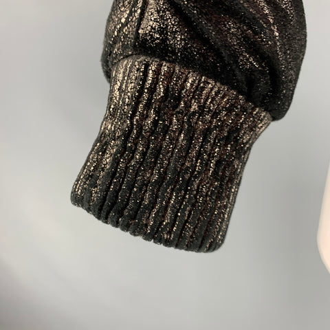 MUUBAA Taille 6 Blouson Bomber en Cuir Argenté Métallisé en Cuir d'Agneau