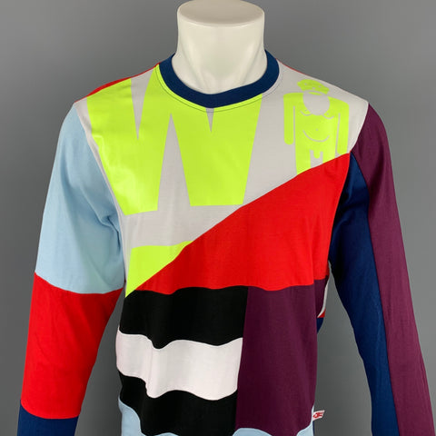 WALTER VAN BEIRENDONCK Size L Multi-Color Patchwork Cotton Long Sleeve T-shirt