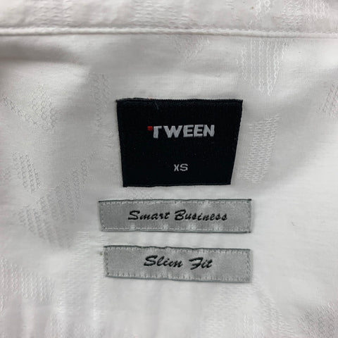 TWEEN Size XS White Textured Cotton Slim Fit Long Sleeve Shirt