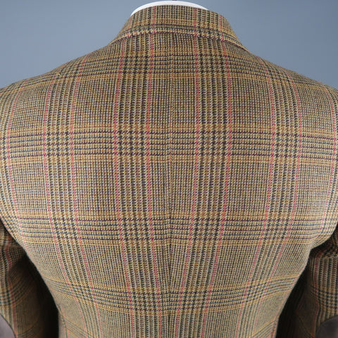 VALENTINO 40 Regular Olive Plaid Wool Sport Coat