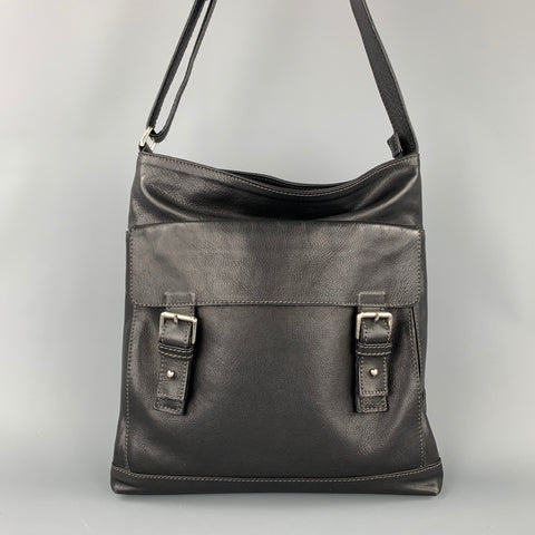 LOPEZ MORENO Black Contrast Stitch Leather Shoulder Bag