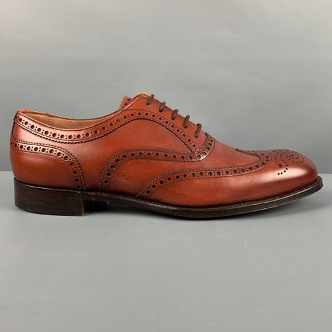 JOSEPH CHEANEY Size 10.5 Brown Perforated Leather Wingtip Lace Up Shoes