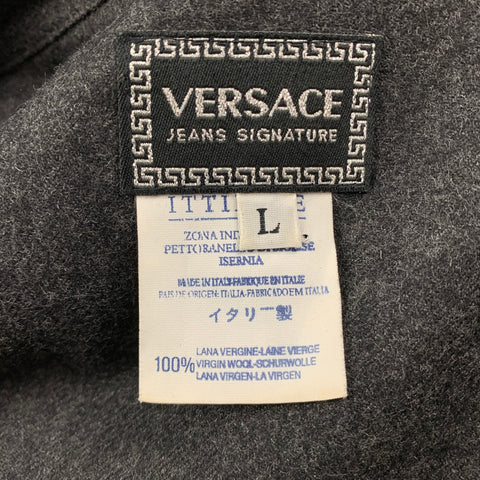 Vintage VERSACE JEANS COUTURE Size L Charcoal Wool Button Down Long Sleeve Shirt