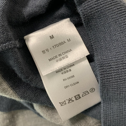 TSE Size M Grey Striped Wool Long Sleeve Pullover