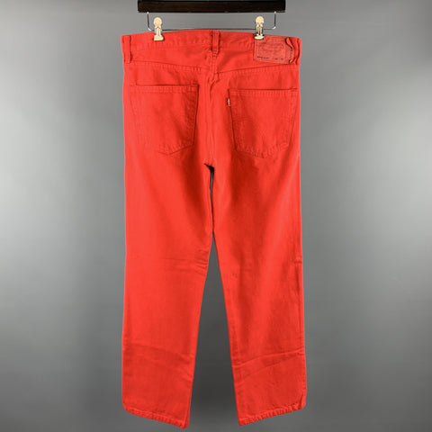 LEVI'S Size 34 Red Solid Cotton Jean Cut Casual Pants