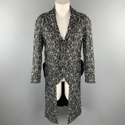 COMME des GARCONS HOMME PLUS Size S Grey & Black Jacquard Polyester / Cotton Coat