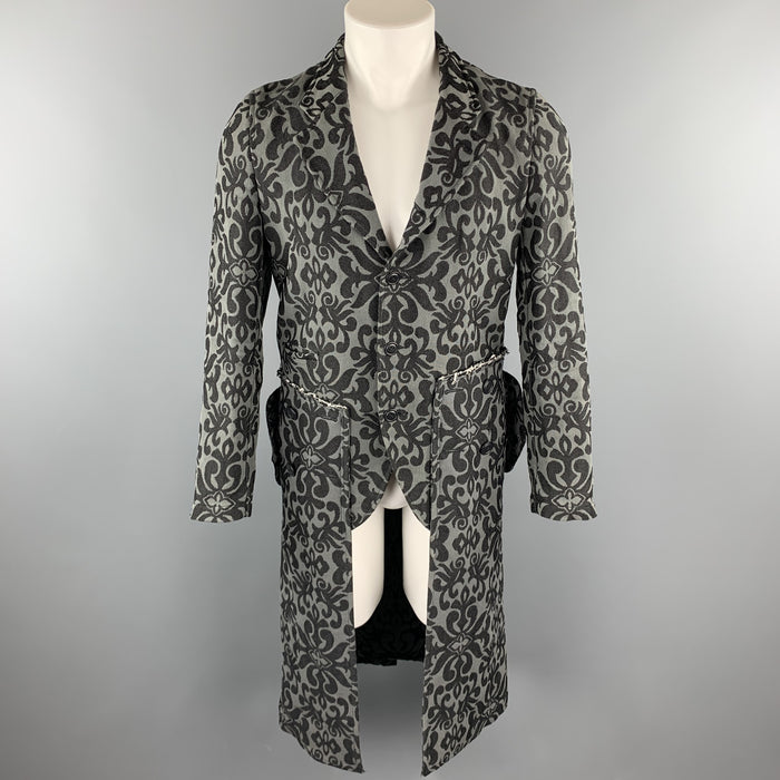 COMME des GARCONS HOMME PLUS Size S Grey & Black Jacquard Polyester / Cotton Coat