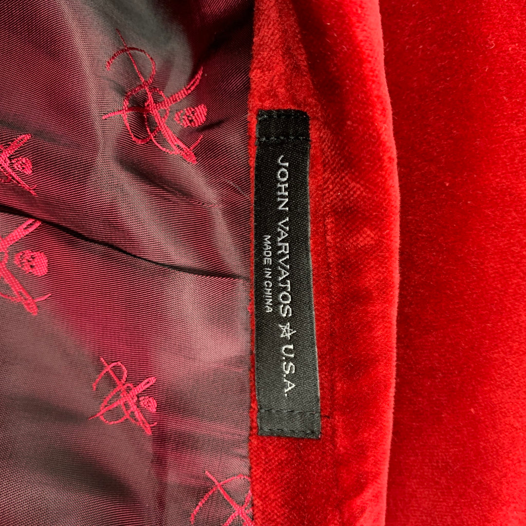 JOHN VARVATOS * USA Talla 40 Regular Abrigo deportivo de algodón de terciopelo rojo