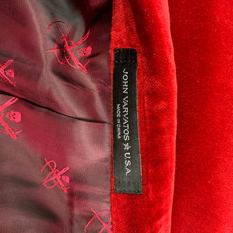 JOHN VARVATOS * U.S.A. Size 40 Regular Red Velvet Cotton Sport Coat