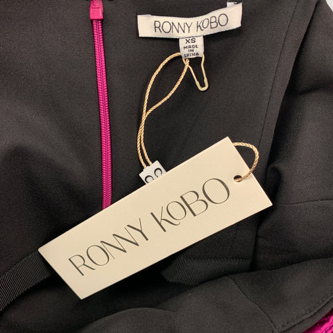 RONNY KOBO Size XS Fuchsia Polyamide Bend Wrinkled Strapless Dress