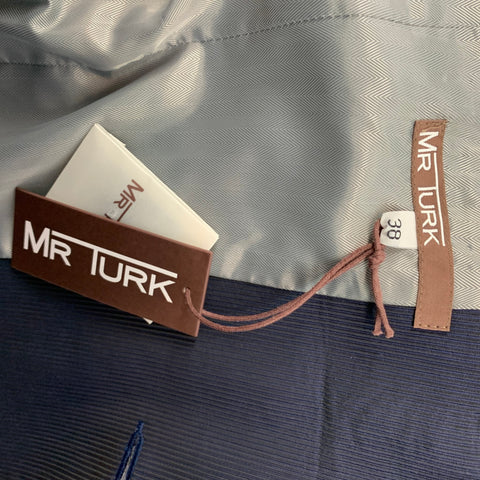 MR. TURK Gregory Size 38 Navy & Gray Silver Abstract Floral Jacquard Acetate Blend Evening Sport Coat