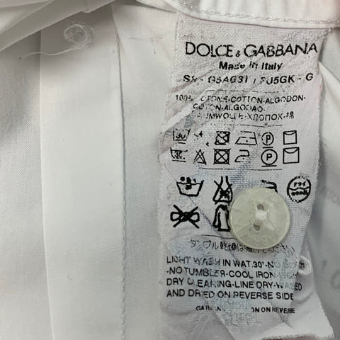 DOLCE & GABBANA Size L White Cotton Hidden Buttons Long Sleeve Shirt