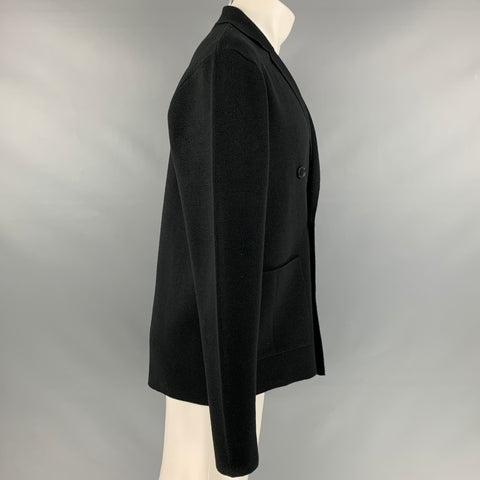 VINTAGE Taille M Veste à double boutonnage en tricot noir