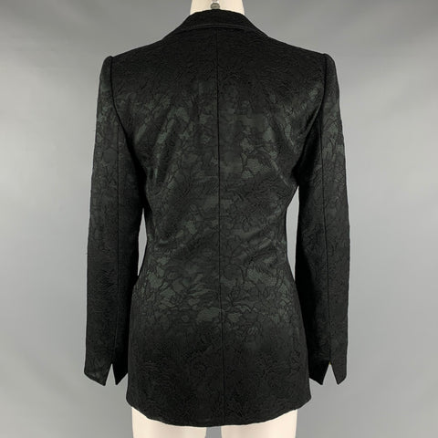 GIORGIO ARMANI Size 6 Black Viscose Blend Lace  Blazer