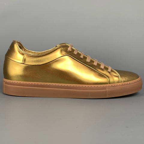 PAUL SMITH Baskets à lacets en cuir doré taille 9
