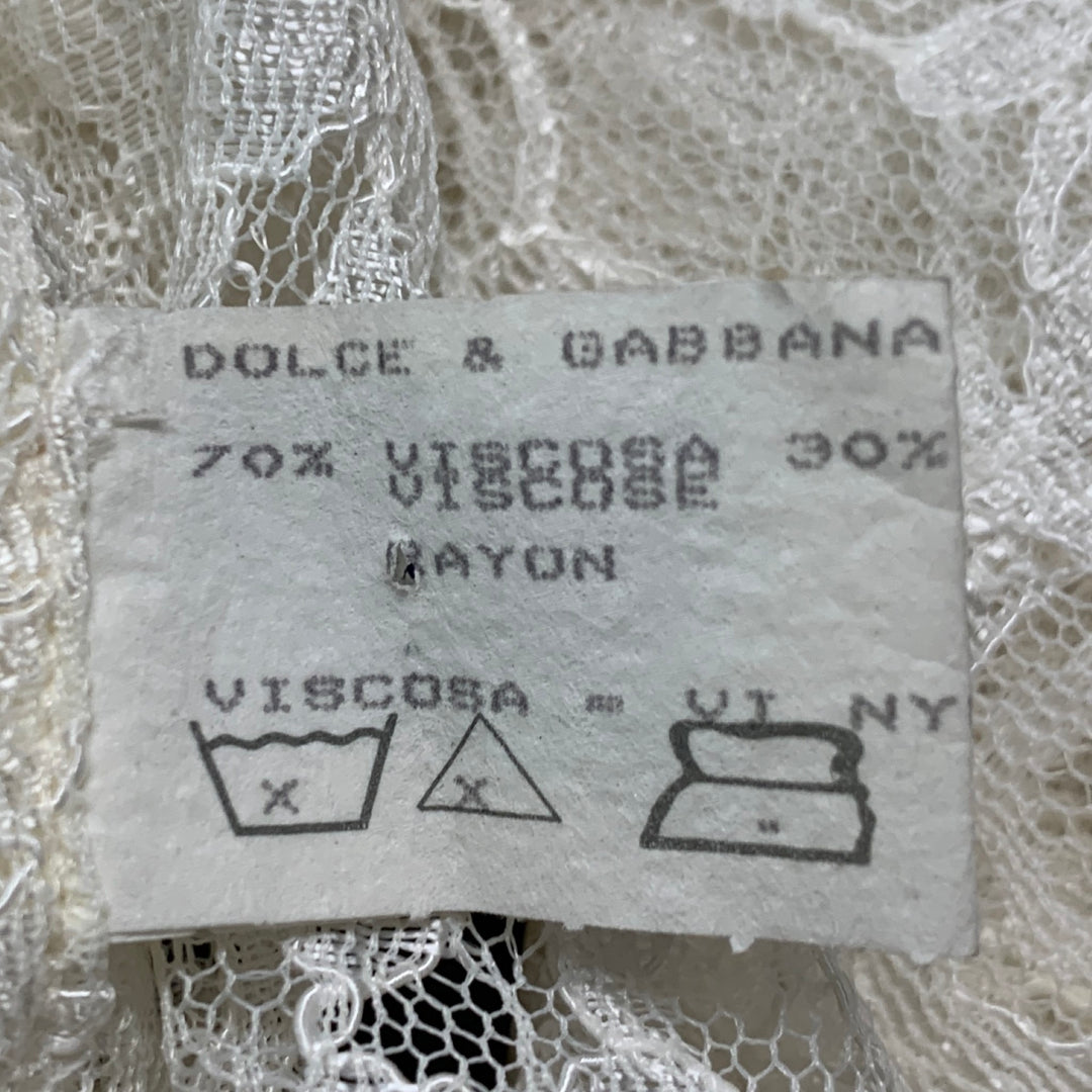 DOLCE & GABBANA Size M Beige Viscose Nylon Lace Button Up Shirt