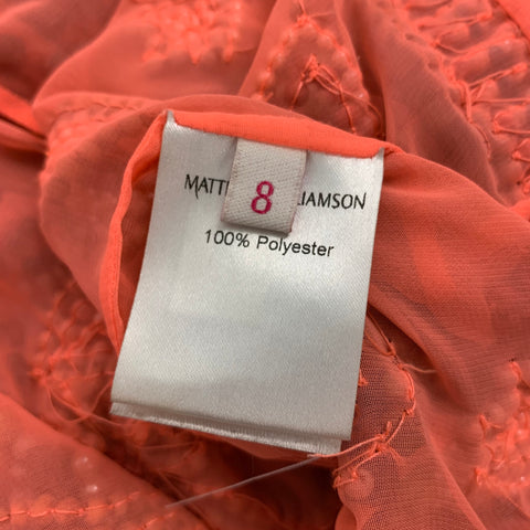 MATTHEW WILLIAMSON Size 8 Orange Multi-Color Polyester Beaded Long Sleeve Dress