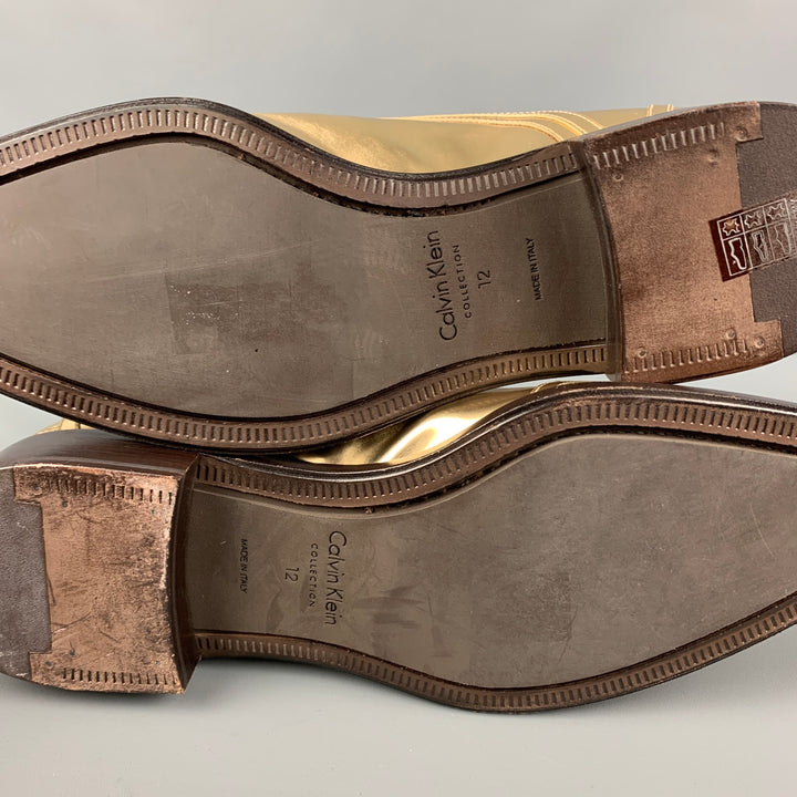 COLECCIÓN CALVIN KLEIN Talla 12 Zapatos con cordones de cuero dorado